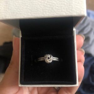 Pandora Silver Knot Ring with Clear Stones
